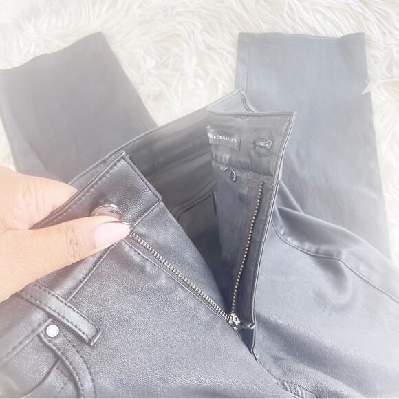 White House Black Market WHBM Genuine Black Leather Slim Ankle Pants Size 00 - Picture 8 of 9